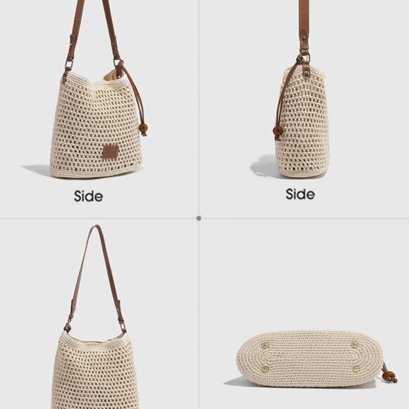 Lightweight Cotton Crochet Tote Bag with Adjustable Strap - Perfect for Travel - Picture 2 of 7